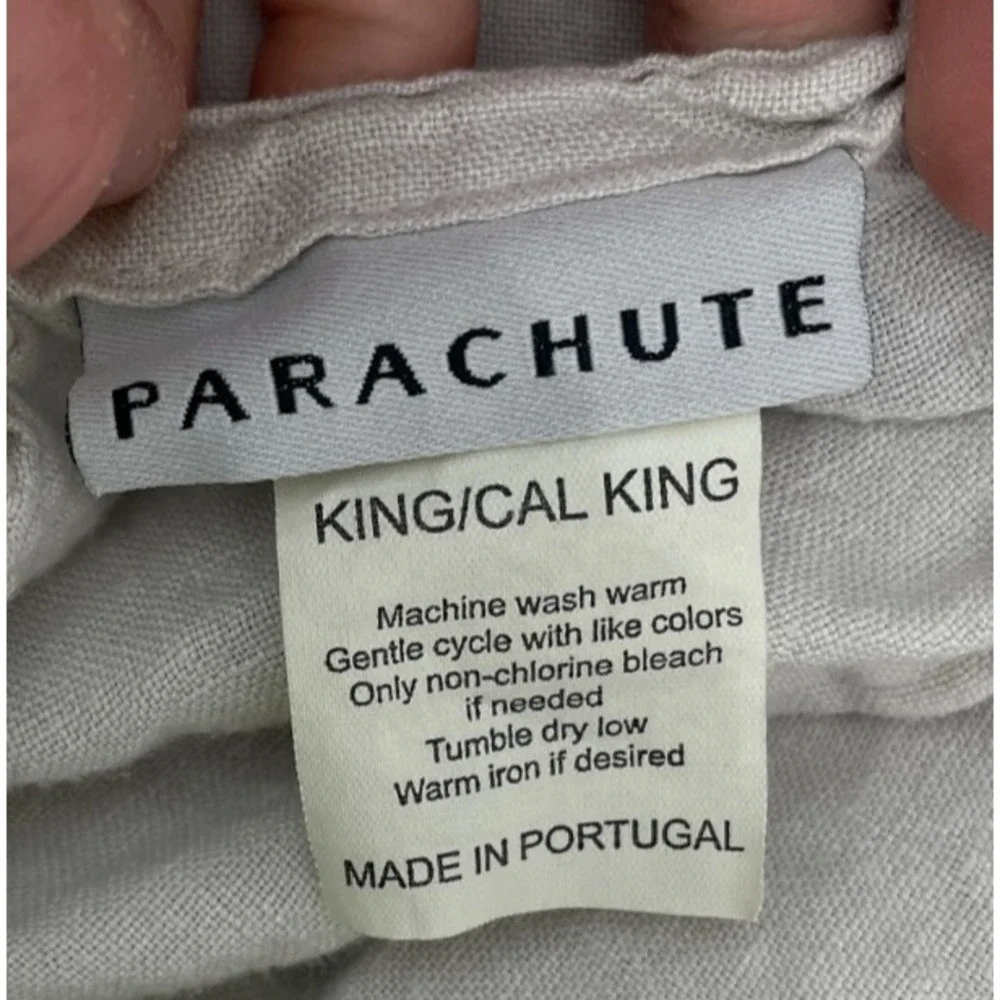 Parachute Linen Top Sheet Fog Gray King Cal King Flat